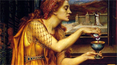 Výřez z obrazu Evelyn De Morganové „Nápoj lásky“ Výřez z obrazu Evelyn De Morganové „Nápoj lásky“