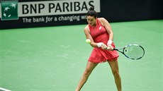 Lara Arruabarrenaová v utkání Fed Cupu proti Karolín Plíkové