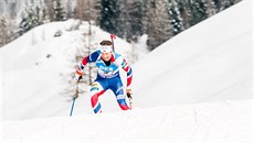 Norský biatlonista Ole Einar Björndalen na trati tafety na mistrovství svta v...