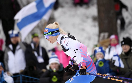 Domácí Mari Laukkanenová v kvalifikaci sprintu na mistrovství svta ve finském...