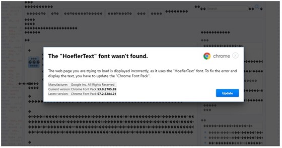 Falená ádost o instalaci fontu v Google Chrome, který je vk vir.