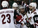 Oliver Ekman-Larsson (23), Radim Vrbata (17), Max Domi (16) a Alex Goligoski...