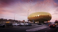 Pavilon zvaný zlaté vejce či kobliha u Vltavy naproti Letné by mohl být v... Pavilon zvaný zlaté vejce či kobliha u Vltavy naproti Letné by mohl být v...