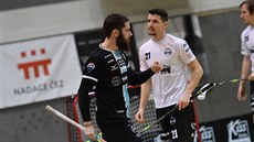 BOLESLAV PROTI LIBERCI. Útočník domácích florbalistů Jan Natov slaví úvodní gól. BOLESLAV PROTI LIBERCI. Útočník domácích florbalistů Jan Natov slaví úvodní gól.