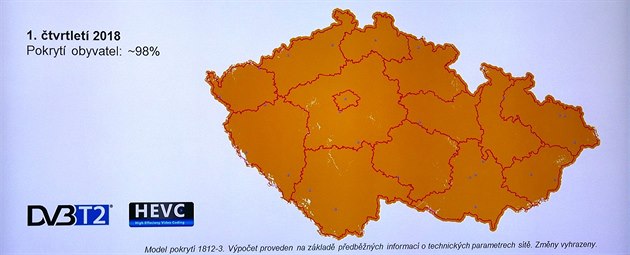 Plán pokrytí Přechodového multiplexu DVB-T2 v 1. čtvrtletí 2018 Plán pokrytí Přechodového multiplexu DVB-T2 v 1. čtvrtletí 2018