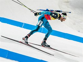 Martin Fourcade ve sthacm zvodu v Pchjongchangu.