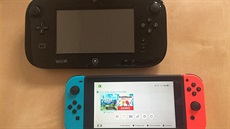 Nahoe GamePad od Wii U, dole Switch