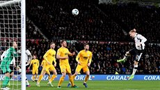 Matěj Vydra (vpravo) z Derby střílí gól v zápase s Prestonem. Matěj Vydra (vpravo) z Derby střílí gól v zápase s Prestonem.