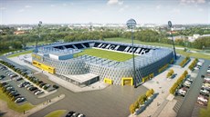 Vizualizace konené podoby fotbalového stadionu v Hradci Králové