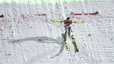 Rakouský skokan na lyích Stefan Kraft na velkém mstku na svtovém ampionátu...