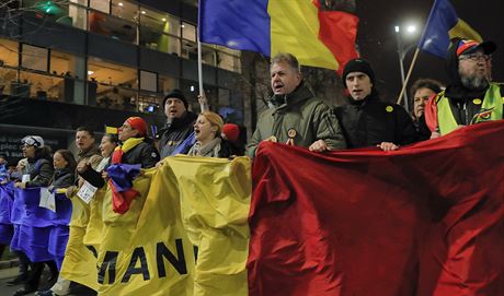 Protest v ulicích Bukureti (12.3.2017)