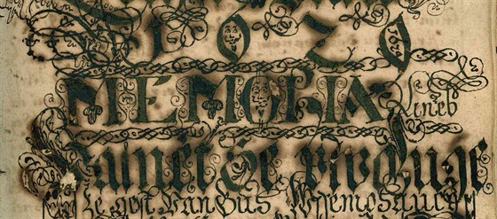Text cechu soukenického z Tebíe z roku 1629, kde byl do íslice 6 a písmene O...