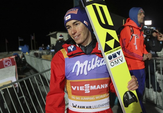 Stefan Kraft se po kvalifikaci v Lillehammeru usmíval.