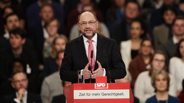 Martin Schulz na nedlnm sjezdu SPD (19. bezna 2017)