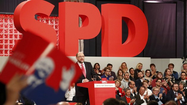 Martin Schulz na nedlnm sjezdu SPD (19. bezna 2017)