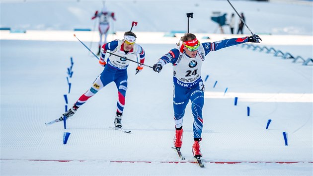 Ondej Moravec v cli sprintu v Kontiolahti.