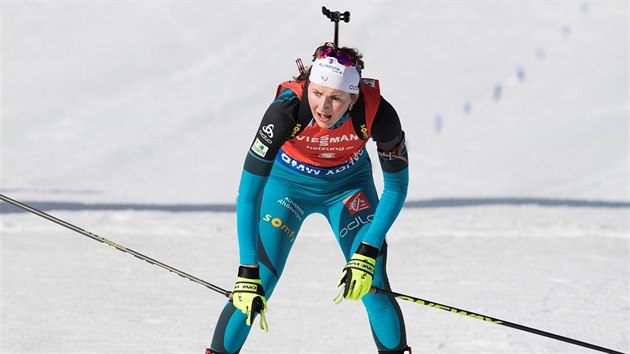 Francouzsk biatlonistka Justine Braisazov  skonila ve sthacm zvod v Oslu tet.