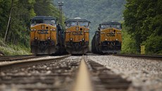 Vlaky dopravující uhlí ve mst Pikeville v Kentucky (3. ervna 2014)