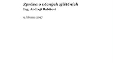 Vicepremiér a ministr financí Andrej Babi (ANO) zveejnil závry zpráv...