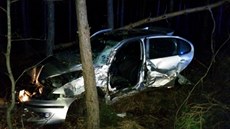 Řidička z neznámých příčin vyjela z dálnice u vysílače Cukrák do lesa... Řidička z neznámých příčin vyjela z dálnice u vysílače Cukrák do lesa...