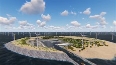 Ostrov větrné energie je projekt v severním moři Ostrov větrné energie je projekt v severním moři