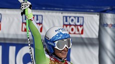 Ilka Štuhecová slaví v cíli sjezdu v Aspenu. Ilka Štuhecová slaví v cíli sjezdu v Aspenu.