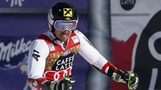 Marcel Hirscher v cíli obího slalomu v Aspenu