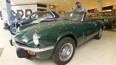 Vystavený automobil Triumph Spitfire z let 1962 a 1980 z Velké Británie. Na...