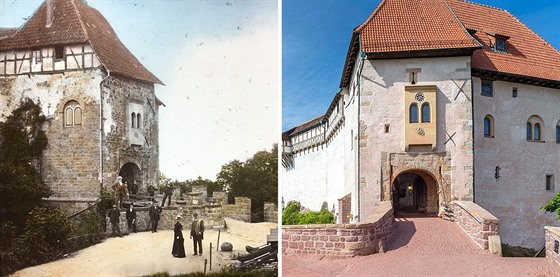 Hrad Wartburg na konci 19. století a v souasnosti