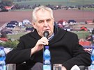 Prezident Milo Zeman na mítinku s obany v obci Hnvotín (20.3.2017).