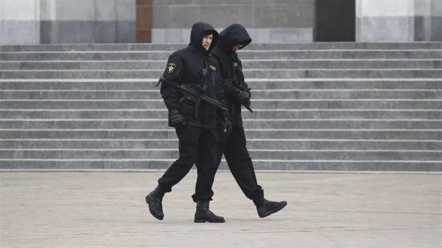 Bloruská policie steí centrum Minsku (25. bezna 2017)