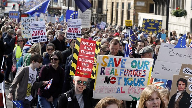 V Londn demonstruj tisce lid proti chystanmu odchodu z Evropsk unie (25....