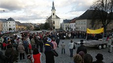 Protestní demonstrace asi čtyř stovek obyvatel města Zábřeha na Šumpersku proti... Protestní demonstrace asi čtyř stovek obyvatel města Zábřeha na Šumpersku proti...