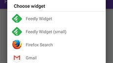 Floating Widget zobrazuje widgety nad aktuáln pouívanými aplikacemi.