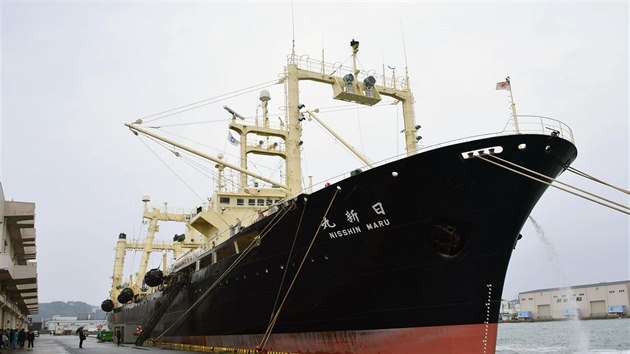Japonsk rybsk lo Nisin Maru po nvratu do pstavu imonoseki (31. bezna 2017)