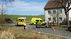 Nehoda motorkáře u Sadova na Karlovarsku. Nehoda motorkáře u Sadova na Karlovarsku.