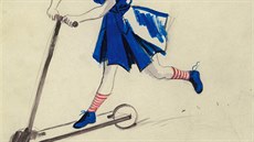 Dívka v modrých atech na ilustraci z roku 1940