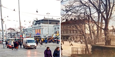 Hlavní nádraí v Brn v souasnosti a v roce 1898