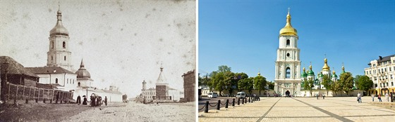 Kyjevský chrám sv. ofie kolem roku 1885 a v souasnosti