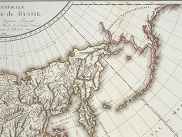 Mapa ruskho impria z roku 1802. Aljaka vpravo nahoe