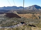 Výhled z lanovky na Pico del Teide na krajinu stejnojmenného národního parku