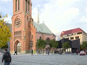 Návrh proměny červeného kostela od architekta Miroslava Pospíšila. Návrh proměny červeného kostela od architekta Miroslava Pospíšila.