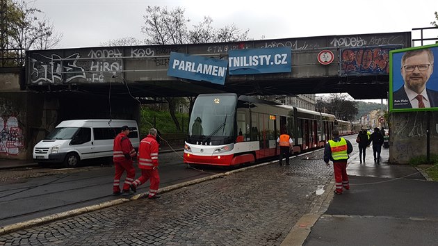 Stren trolej v Ndran ulici v Praze (18. dubna 2017)