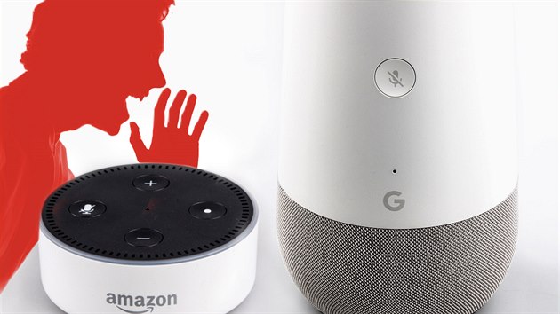 Test digitálních asistentek (vlevo Amazon Echo Dot, vpravo Google Home)