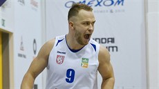 Děčínský rozehrávač Ondřej Šiška se raduje. Děčínský rozehrávač Ondřej Šiška se raduje.