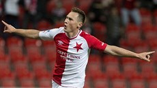 Jan Bořil ze Slavie se raduje z gólu. Jan Bořil ze Slavie se raduje z gólu.