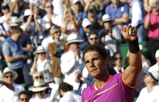 panlský tenista Rafael Nadal slaví postup do finále turnaje v Monte Carlu.
