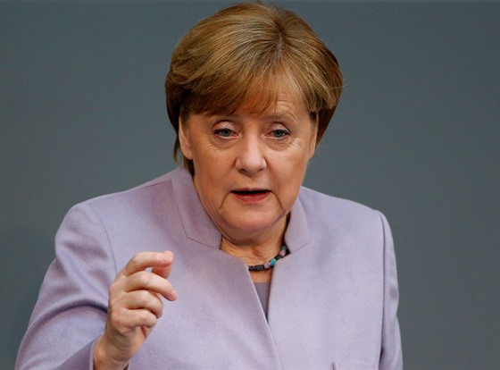 Angela Merkelová ve tvrtek vystoupila ve Spolkovém snmu (27. dubna 2017)