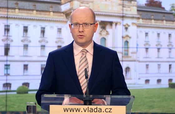 Premiér Bohuslav Sobotka na tiskové konferenci na Úadu vlády k otázce...