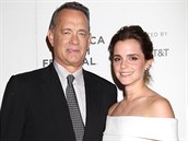 Tom Hanks a Emma Watsonová na filmovém festivalu Tribeca v New Yorku.